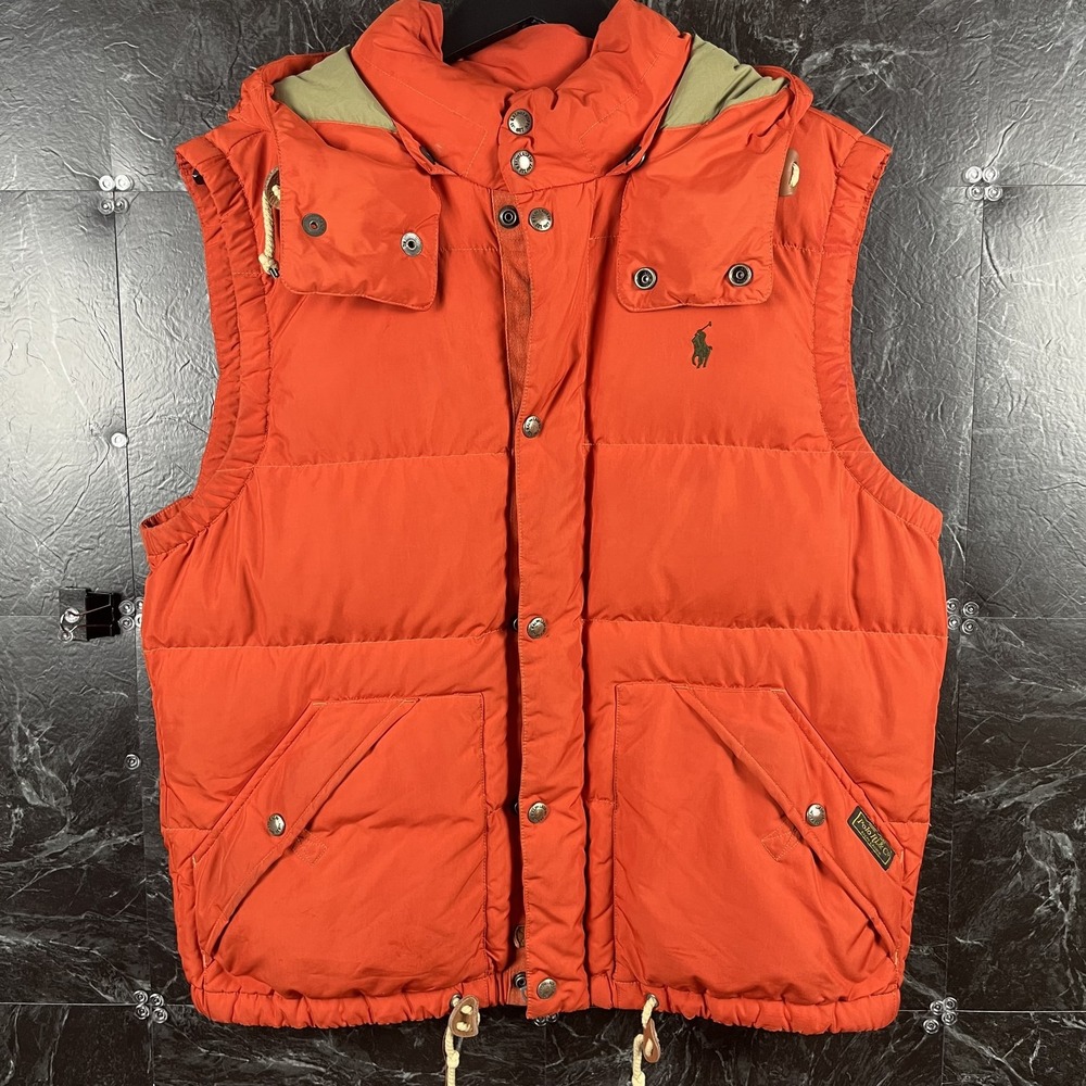 Polo Ralph Lauren Men's Orange Vtg Elmwood Down Puff Vest Medium